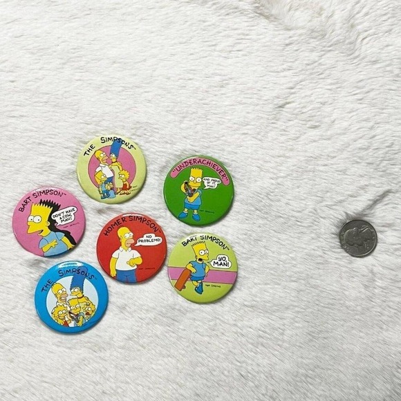Set of 6 Vintage 1989 The Simpsons Pins - Picture 7 of 7